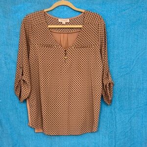 Tempted Black and Brown Patterned Blouse